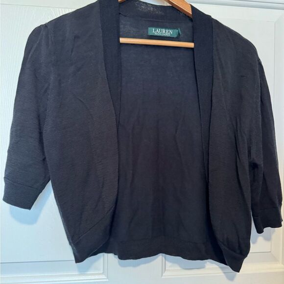 Ralph Lauren Black Cardigan Sweater with Open Front - Picture 1 of 5